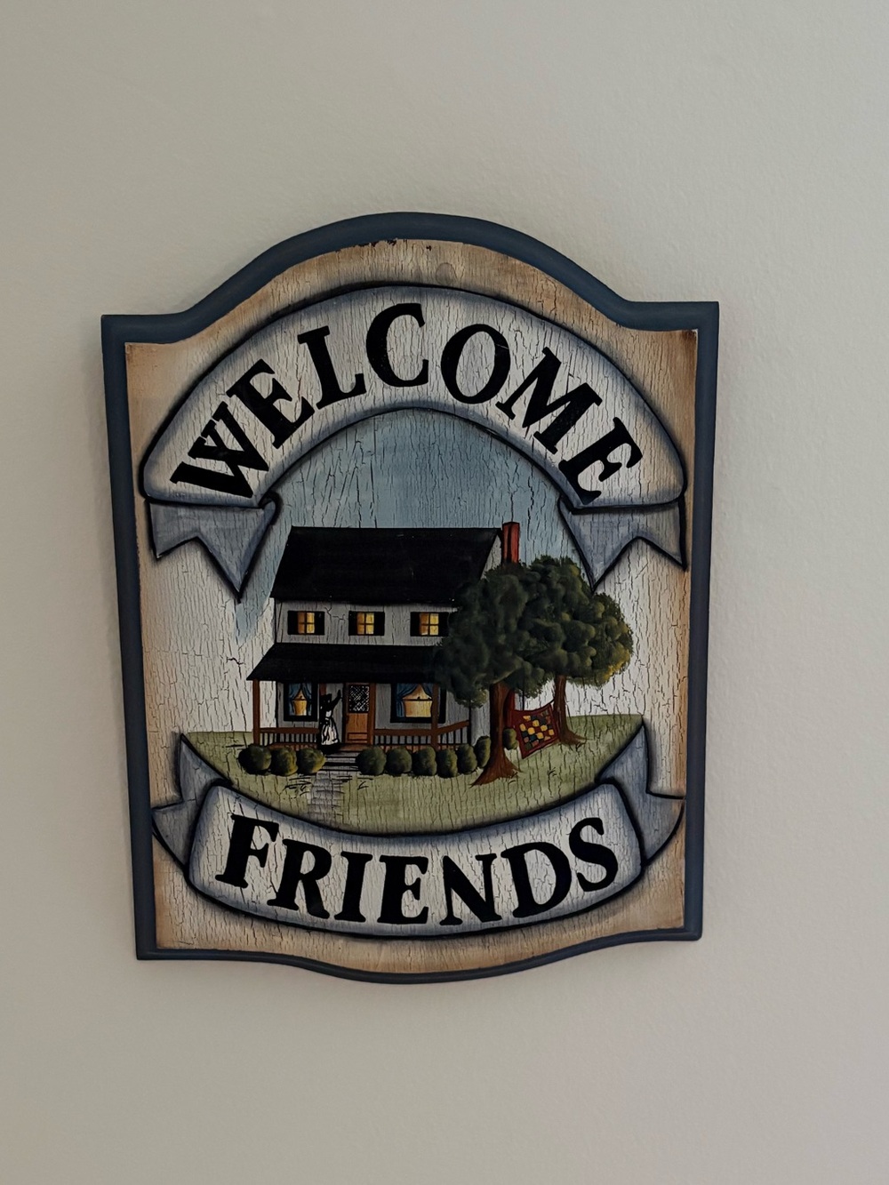 VTG Wooden Wall Art “Welcome Friends” ‘90s